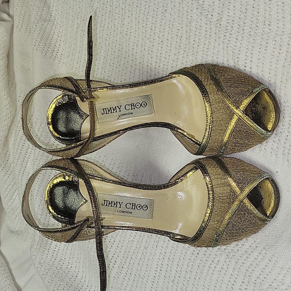 Pre Loved Jimmy Choo sz 37 - Gold mesh